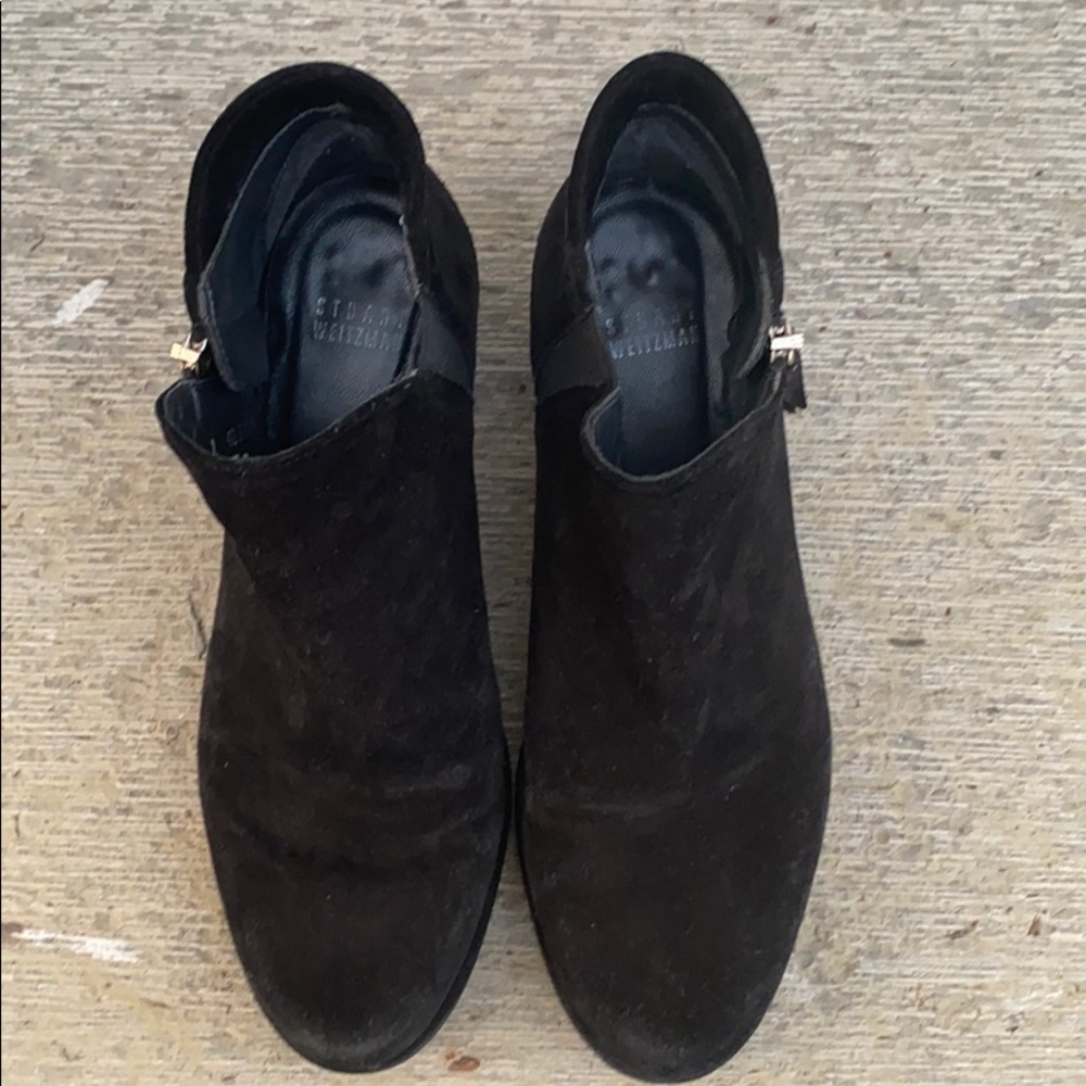 Stuart Weitzman Black Suede Ankle Boot Size 7 - image 2